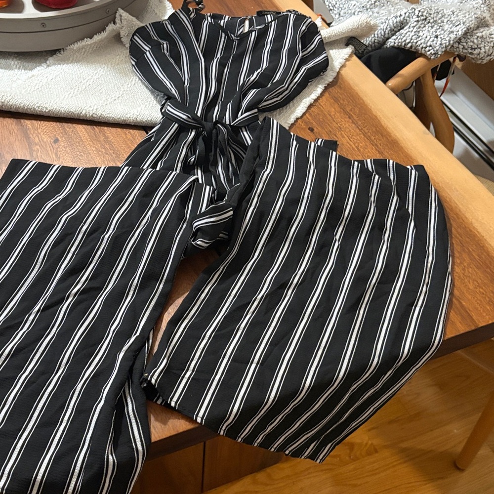 Striped Black and White Jumpsuit